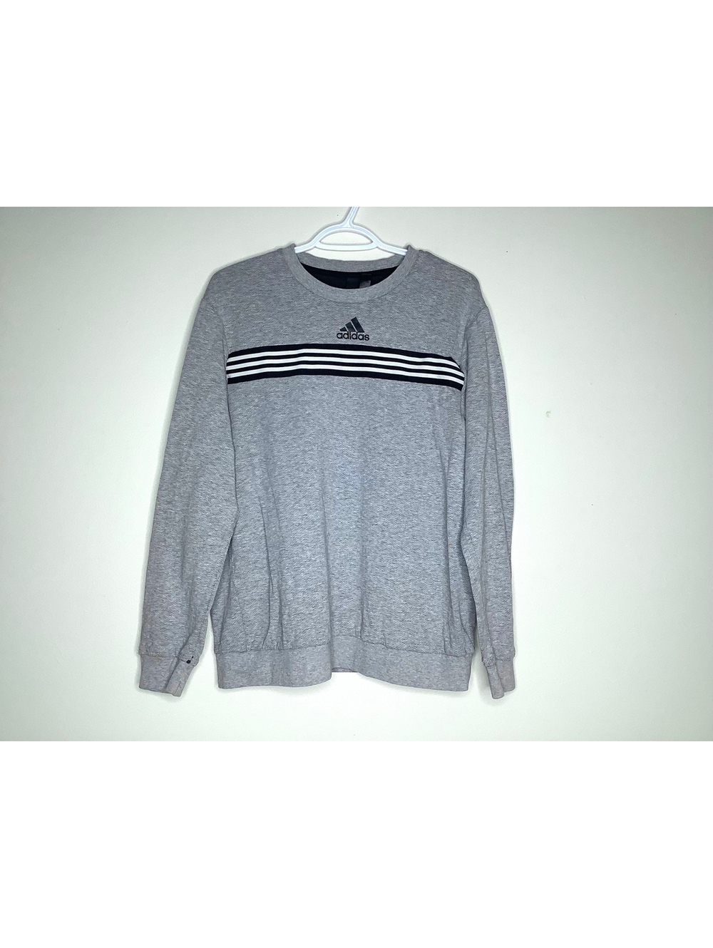 Adidas Heather Grey Logo Crewneck Sweatshirt Size Large